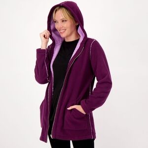 Susan Graver Women's Jacket Sz 2X Weekend Reversible Polar Fleece Purple A547115